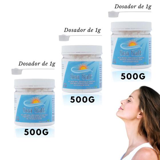 Imagem de Sal Lavagem Nasal Sem Iodo Kit 3 Unidades 500g Cada (1,5Kg)