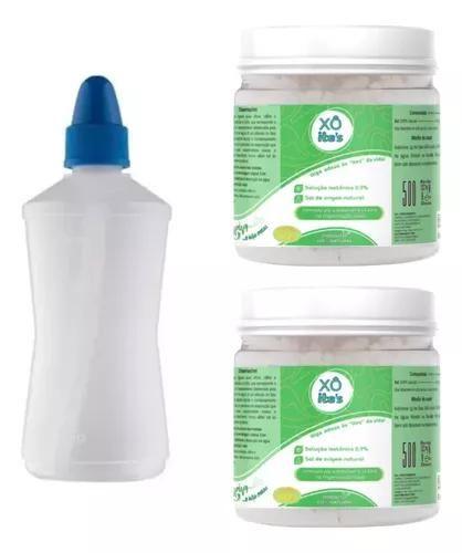 Imagem de Sal Para Lavagem e Limpeza Nasal Pote 500g Kit C/2 + Frasco Lavador 250ml