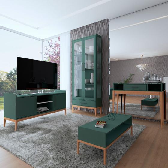 Imagem de Sala de Estar Completa para TV Até 65 Polegadas Estocolmo Verde/Freijó - Panorama Móveis