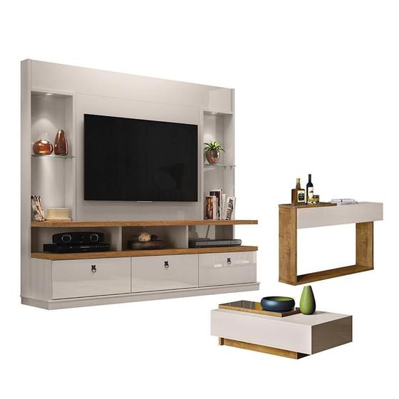 Sala de Estar Home Dinamarca, Buffet e Aparador Milão Off White/Amêndoa - PR Móveis Menor preço em Sala de Estar Home Dinamarca, Buffet e Aparador Milão Off White/Amêndoa - PR Móveis