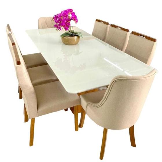 Imagem de Sala de Jantar com Vidro 8 Cadeiras 2,0x1,0m - Lara - Art Salas