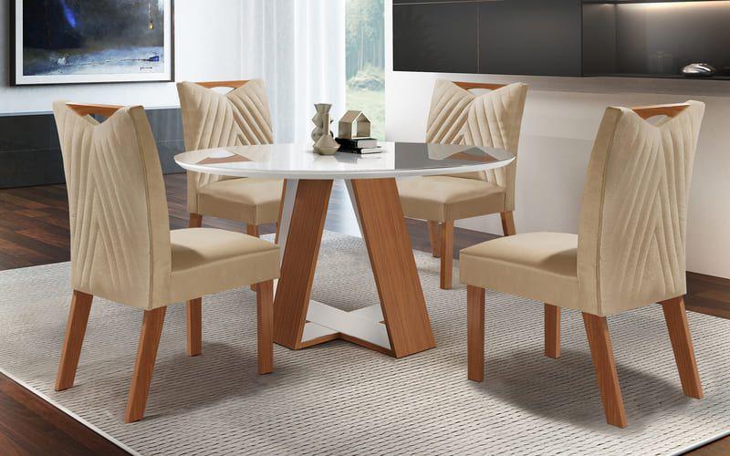 Imagem de Sala de Jantar Completa com 4 Cadeiras 1,10x1,10m - Grécia Esparta - LJ Móveis