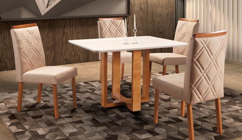Imagem de Sala de Jantar Completa com 4 Cadeiras 1,20x0,90 metros - Atlas Zurique - Art Salas