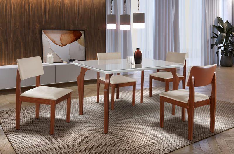 Imagem de Sala de Jantar Completa com 4 Cadeiras 1,35x0,90 - Turim - LJ Móveis