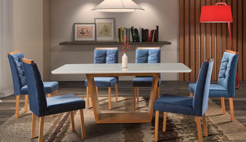 Imagem de Sala de Jantar Completa com 6 Cadeiras 2,0x0,90 metros - Turim - Art Salas