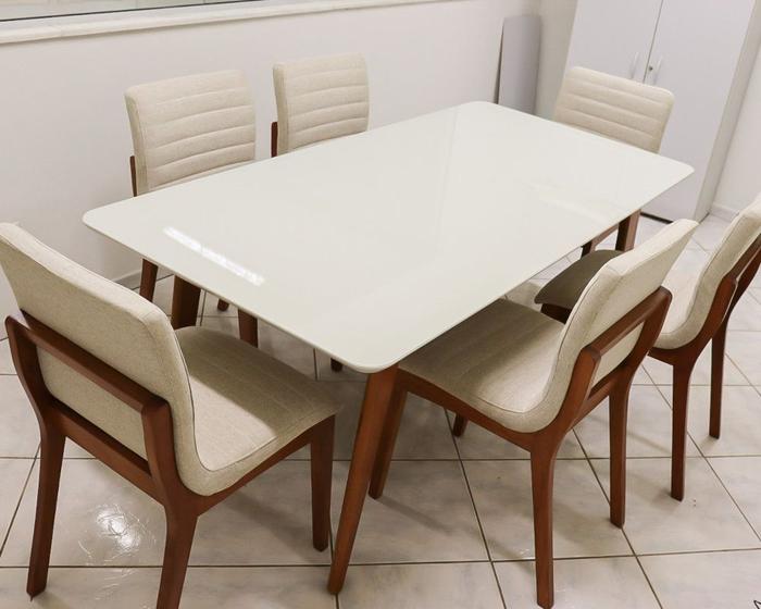 Imagem de Sala de Jantar Completa com 6 Cadeiras Madeira Maciça 2,0x1,0 metros - Petra - Art Salas