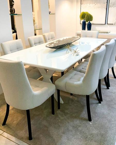 Imagem de Sala de Jantar Completa com 8 cadeiras 2,0x1,0m - Celine/Royal - Requinte Salas