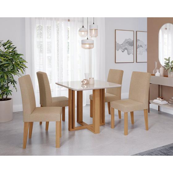 Imagem de Sala de Jantar Flora Quadrada Tp com Vidro com 4 Cadeiras Maia