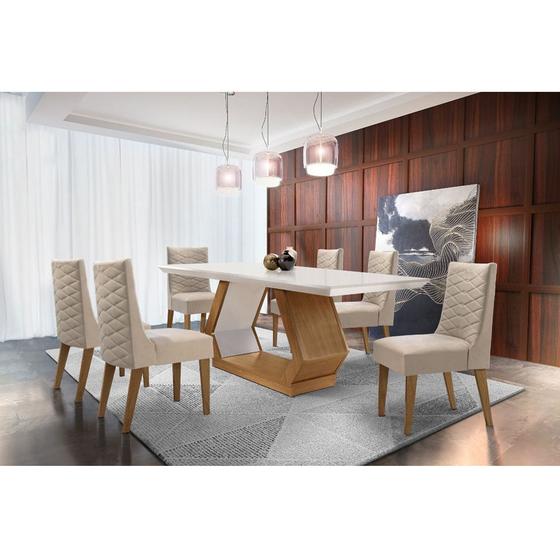 Imagem de Sala de Jantar Lara 180 Tp Mdf com 6 Cadeiras Safira