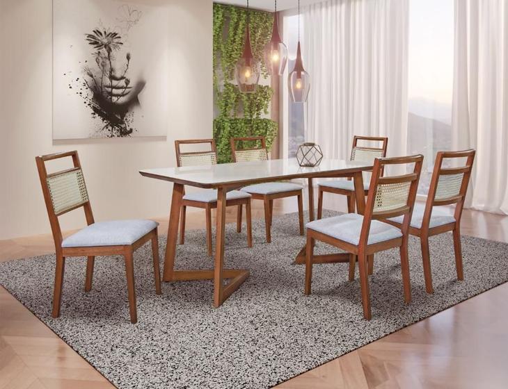 Imagem de Sala de Jantar Madeira Maciça com 6 Cadeiras 2,0x0,90 metros - Luna - Art Salas