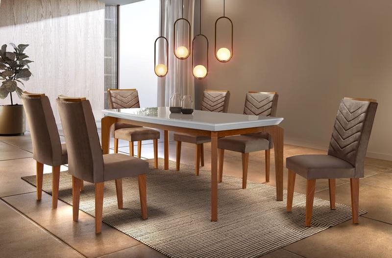 Imagem de Sala de Jantar Moderna com 6 Cadeiras 1,80x0,90m - Londrina - Móveis Rufato