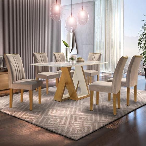 Imagem de Sala de Jantar Moderna com Vidro 6 Cadeiras - Laguna - Cel Móveis