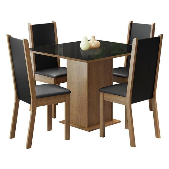 Sala de Jantar Moscou Plus Tampo de Vidro 4 Cadeiras Madesa Imagem de Sala de Jantar Moscou Plus Tampo de Vidro 4 Cadeiras Madesa