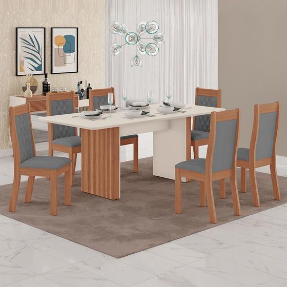 Imagem de Sala de Jantar Tuboarte Mesa Manoela 160 com 6 Cadeiras Bella New