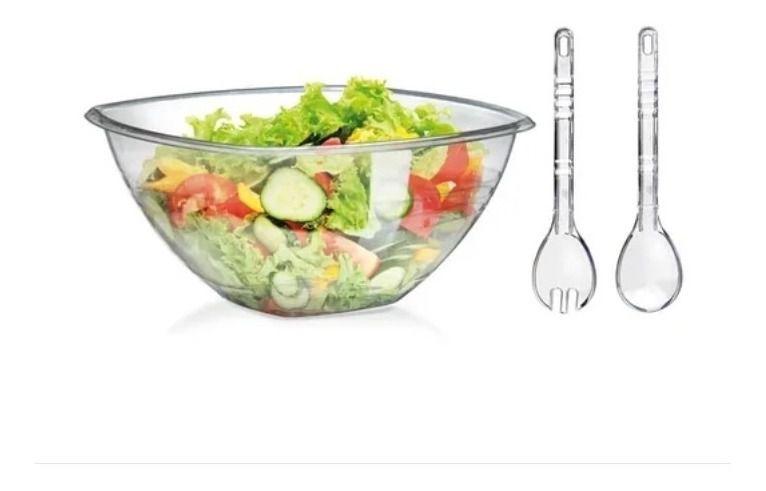 Imagem de Saladeira Conjunto Para Salada 3 Peças 4500ml Acrilico Delta Util