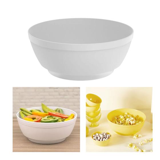 Imagem de Saladeira Plástica Redonda Porta Salada Branco 5l Bpa Free