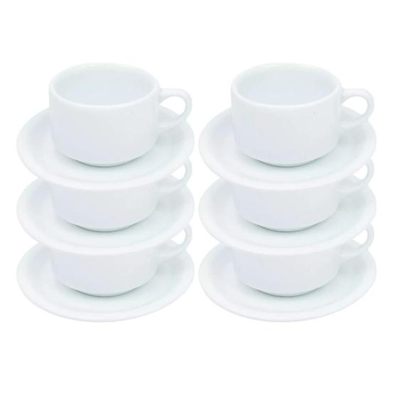 Imagem de SALDO DE FÁBRICA - Conjunto 6 Xícaras de Chá com Pires 200ml em Porcelana - 2ª LINHA