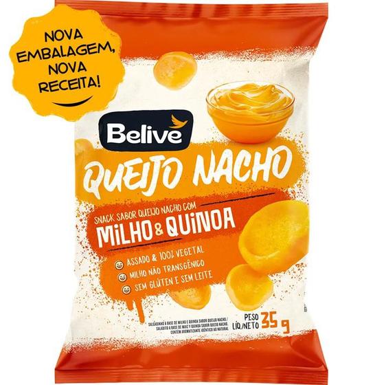 Imagem de Salgadinho de Milho e Quinoa Belive Zero Glúten Zero Lactose Queijo Nacho 35g