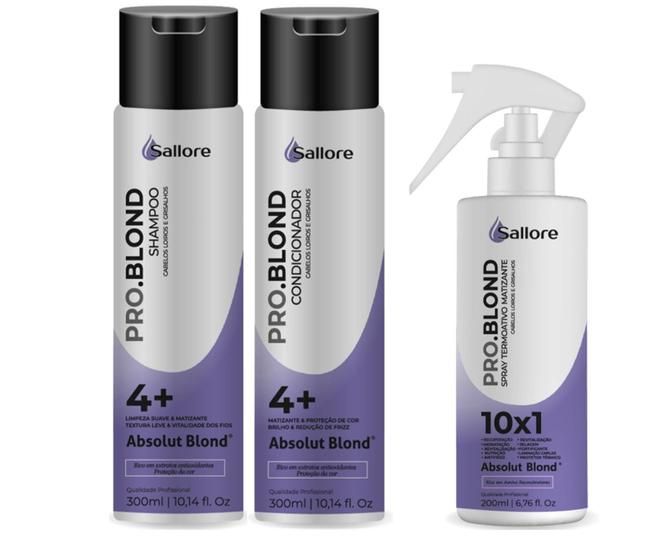 Imagem de Sallore Pro.Blond Absolute Blond Shampoo e Condicionador e Spray Termoativo