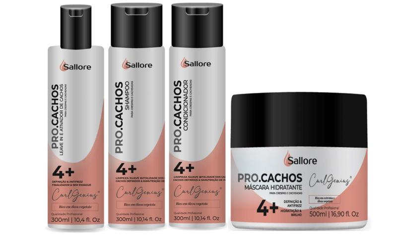 Imagem de Sallore Pro.Cachos Curl Genius Shampoo e Condicionador e Máscara e Ativador de Cachos