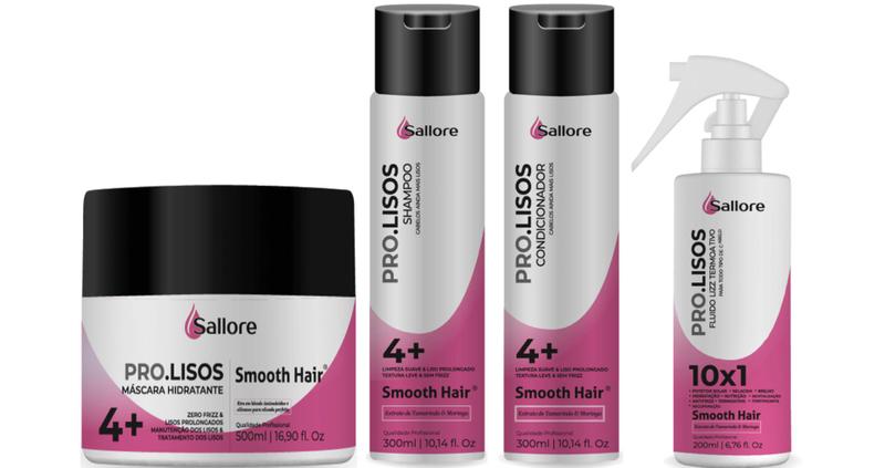 Imagem de Sallore Pro.Lisos Smooth Hair Shampoo e Condicionador e Máscara e Fluído Lizz Termoativo
