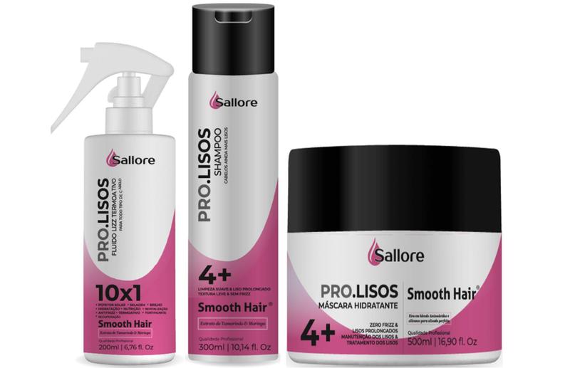 Imagem de Sallore Pro.Lisos Smooth Hair Shampoo e Máscara e Fluído Lizz Termoativo
