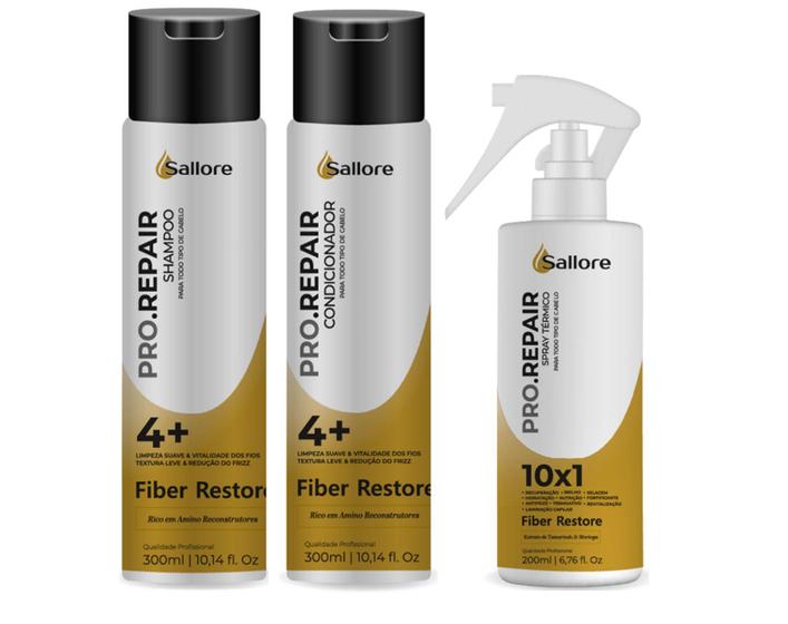 Imagem de Sallore Pro.Repair Fiber Restore Shampoo e Condicionador e Spray Finalizador