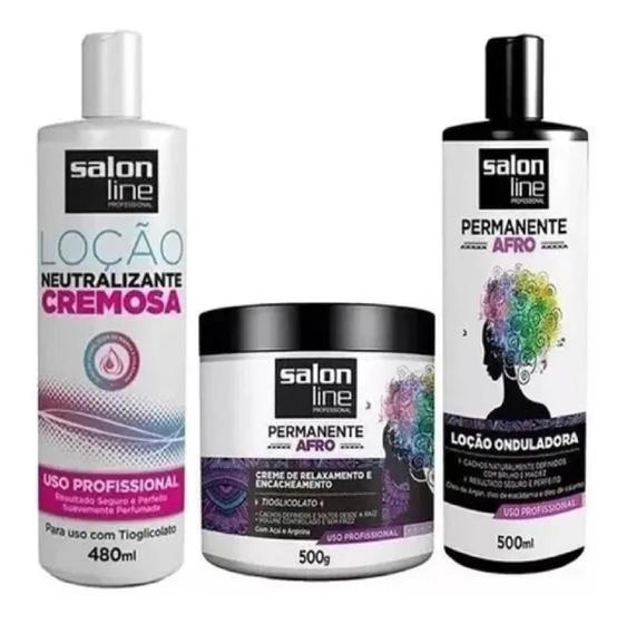 Imagem de Salon line afro permanente locao onduladora / locao neutralizante / creme relaxamento