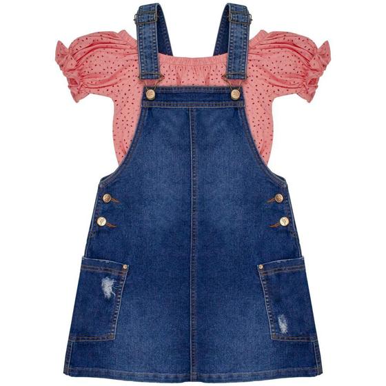 Imagem de Salopete Jeans Juvenil Look Jeans c/ Ciganinha Pink - UNICA - 10