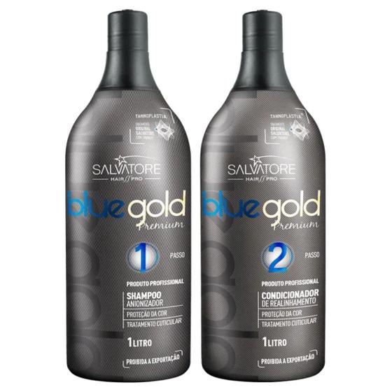 Imagem de Salvatore - Kit Blue Gold Premium Passo 1 e 2 - Realinhamento Capilar - 1000 ml