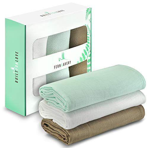 Imagem de Samambaia & Avery Muslin Swaddle Cobertores - Cobertores de Recepção Neutro de Gênero - Cobertores de Bambu e Algodão Orgânico para Menino ou Menina - Tema de Menta