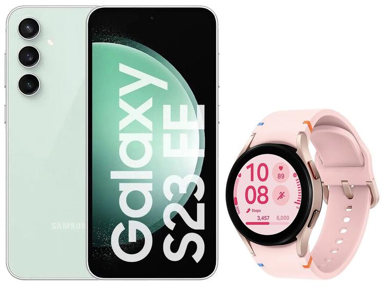 Samsung Galaxy S23 FE 5G Android 128GB - Verde + Smartwatch Samsung Galaxy Watch FE 40mm Imagem de Samsung Galaxy S23 FE 5G Android 128GB