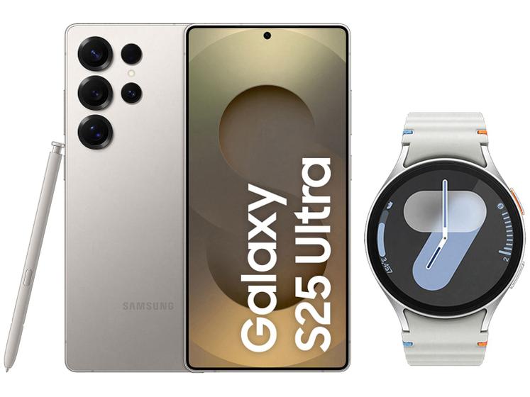 Samsung Galaxy S25 Ultra 5G 512GB Galaxy AI - Titânio Cinza + Smartwatch Watch7 Prata 32GB Imagem de Samsung Galaxy S25 Ultra 5G 512GB Galaxy AI