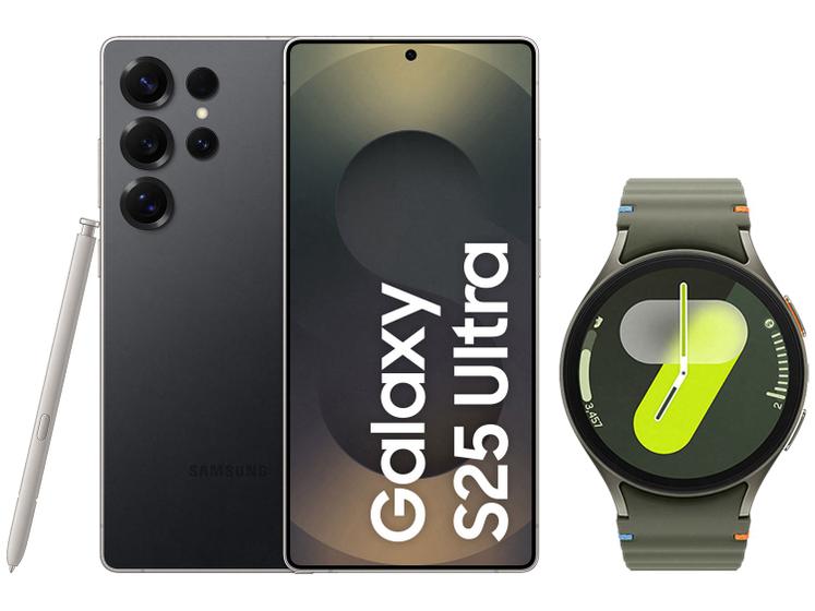 Samsung Galaxy S25 Ultra 5G 512GB Galaxy AI - Titânio Preto + Smartwatch Watch7 44mm Verde 32GB Imagem de Samsung Galaxy S25 Ultra 5G 512GB Galaxy AI