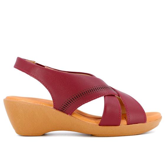 Calçados Femininos Sandalia Vermelha Anabela Sandália Anabela