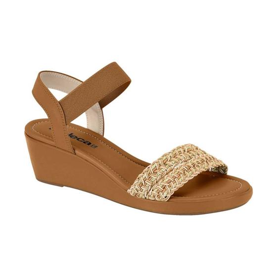 Sandália Anabela Moleca Calce Fácil Elástico Salto Baixo