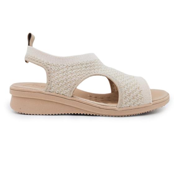 Imagem de Sandália Anabela Usaflex em Tecido Tricot com Detalhes Lurex