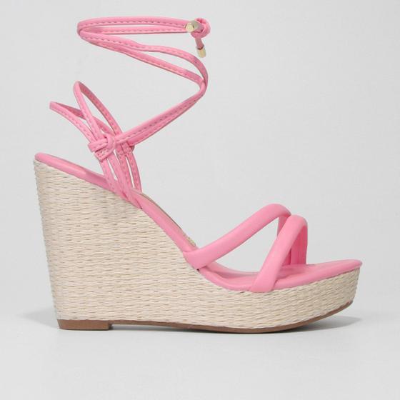 Salto Anabela Vizzano Anabela Pink SandÃ¡lia Vizzano Corda Rosa
