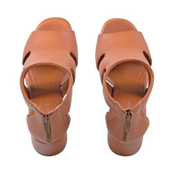 Imagem de Sandália Ankle Boot com Zíper e Salto Bloco Comfort Terracota