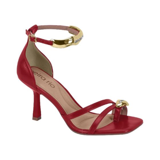 Sandália Beira Rio Salto Fino Alto Tiras Dedo Brilho Outros Moda