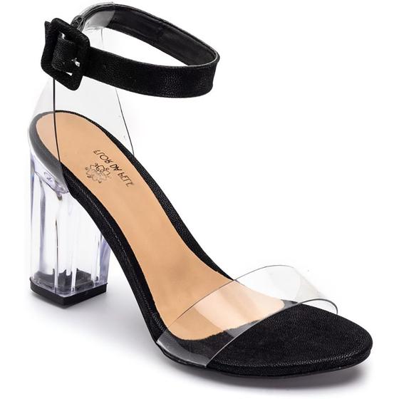 Imagem de Sandalia Casual Krn Shoes com Tira Transparente Salto Alto Grosso