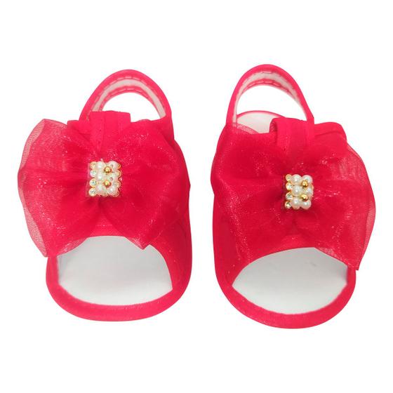 Imagem de Sandália Chinelo Bebe Moda Primeiros Passos Laço Vermelho