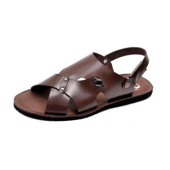 Imagem de Sandália Chinelo Masculino Âncora Couro Legitimo Linha Conforto Reta Oposta- 702 - Café