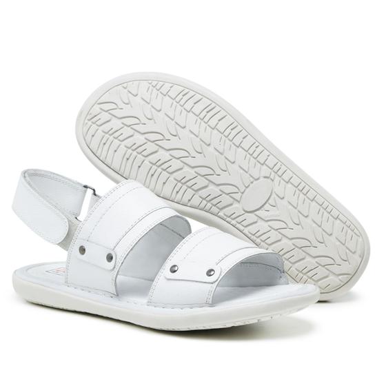 Imagem de Sandália Chinelo Masculino Papete Alpha  Em Couro Branco