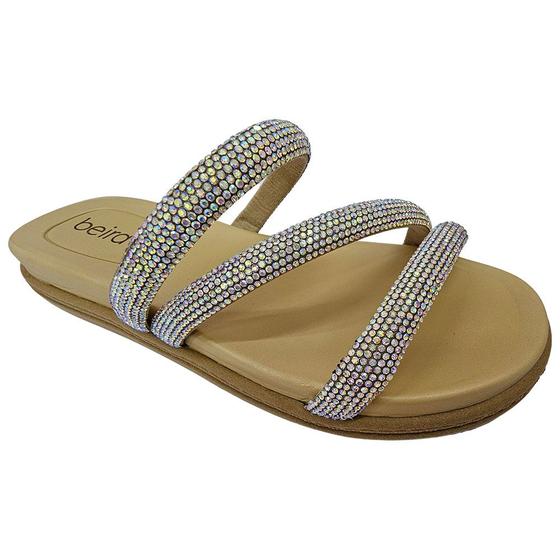 Imagem de Sandália Chinelo Slide Beira Rio Feminina Tiras Strass 8488