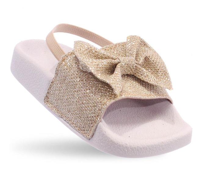 Imagem de Sandalia Chinelo Slide Infantil Feminina meninas Dourado Glitter