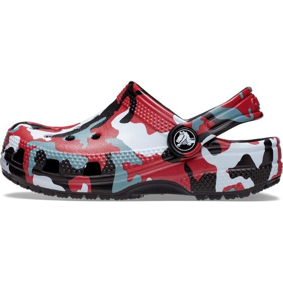 Sandália crocs classic camo clog kidst black/red Menor preço em Sandália crocs classic camo clog kidst black/red