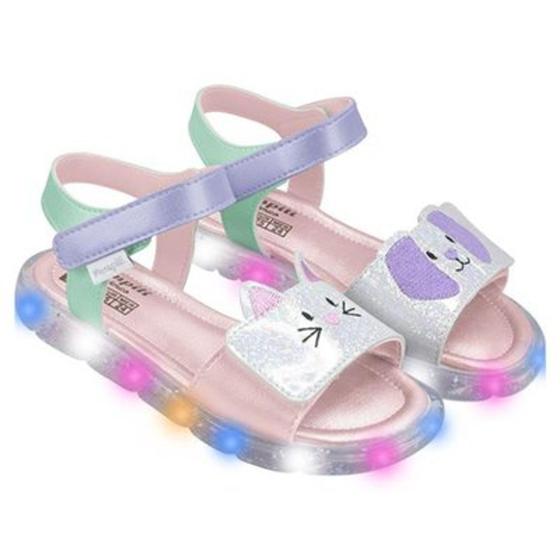 Imagem de Sandália de Led Infantil Pampili Lulli Pets Colorida 697.040