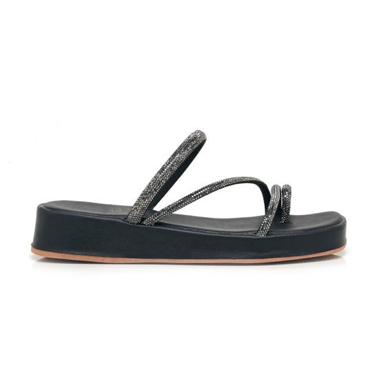 Imagem de Sandália  de pedraria feminina papete flatform Chinelo