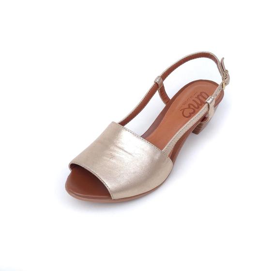 Sandália de Salto em Couro Mimi Dourada - Amo Calçados Menor preço em Sandália de Salto em Couro Mimi Dourada - Amo Calçados